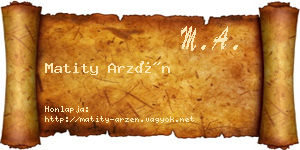 Matity Arzén névjegykártya